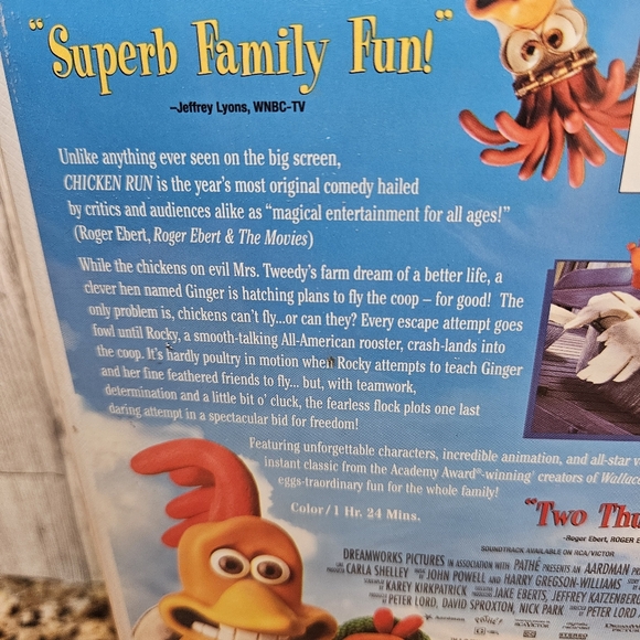 Chicken Run VHS Clamshell Case DreamWorks 2000 Famil Movie Cartoon - Picture 2 of 4